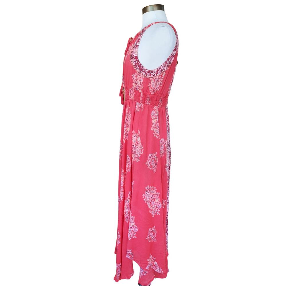 NEW Monsoon Beach Boho Floral Print Maxi Dress Red Pink Coral Flowy Sleeveless - Picture 5 of 12